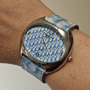 Light Blue CD Monogram Wrist Bracelet Watch Vintage AS IS